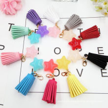 New Design Fashion Candy Color Five Star Suede Tassel Keychain Accessories Pendant Tassel Bag Accessories